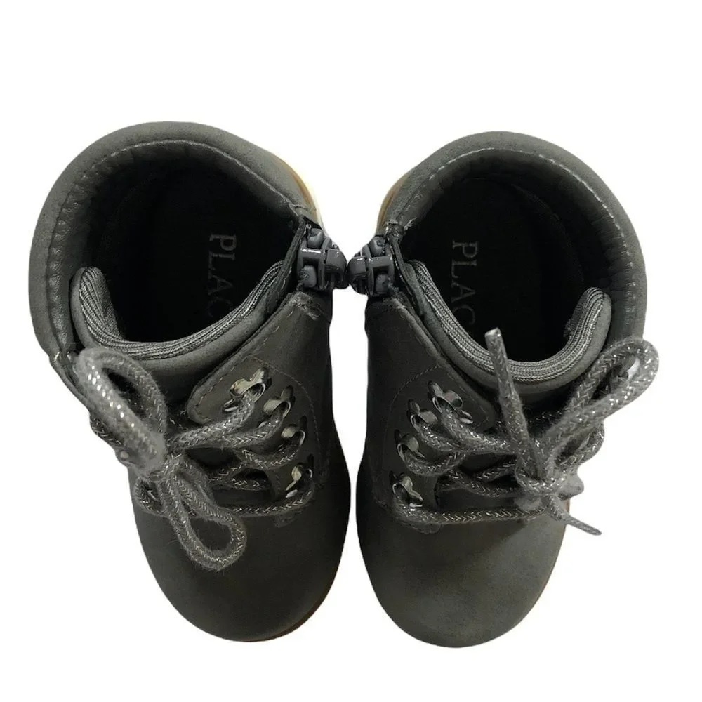 The Children's Place Gray Lace-Up Side-Zip Kids Ankle Boots